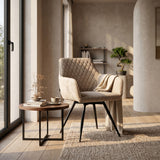 Sierra Dining Chair - Beige Microfibre - 360° Swivel