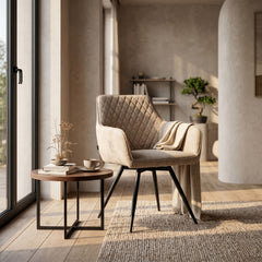 Sierra Eetkamerstoel - Beige Microfiber - Draaibaar