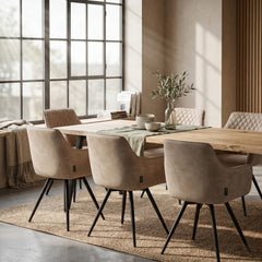Sierra Eetkamerstoel - Beige Microfiber - Draaibaar