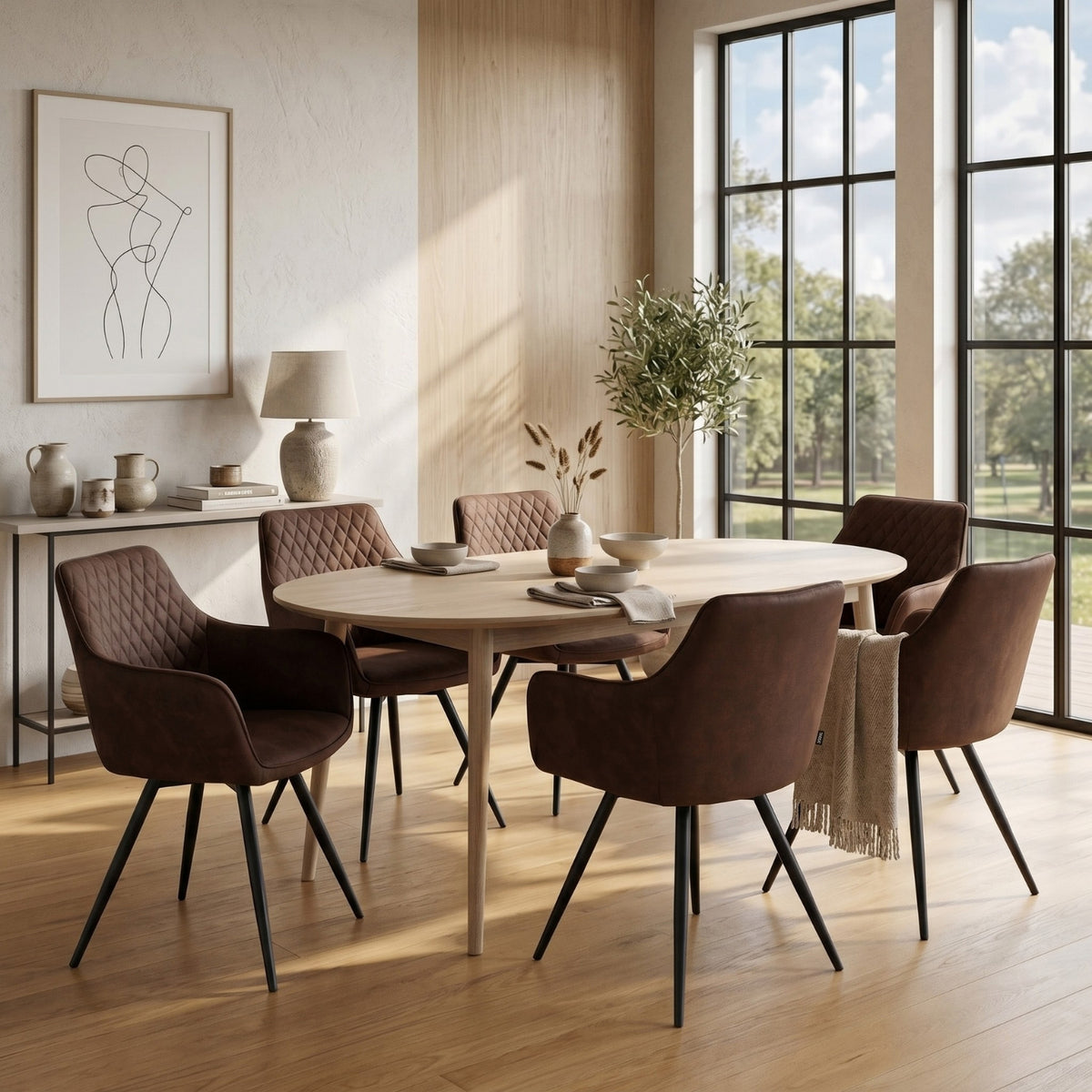 Sierra Dining Chair - Brown Microfiber - 360° Swivel
