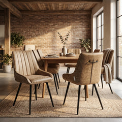 Skandi Dining Chair - Beige Microfiber