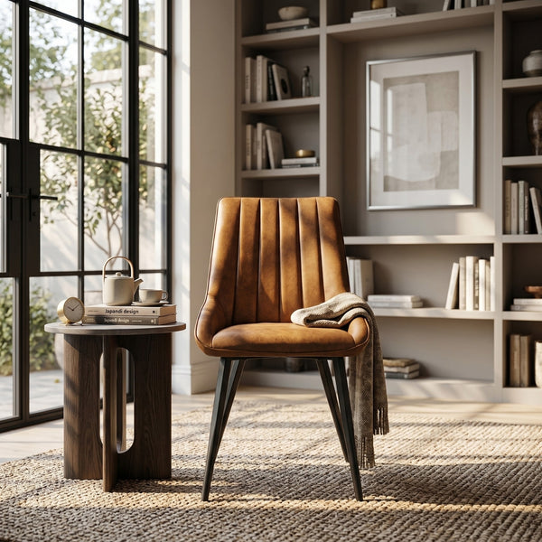 Skandi Eetkamerstoel - Cognac Microfiber