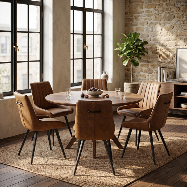Skandi Eetkamerstoel - Cognac Microfiber