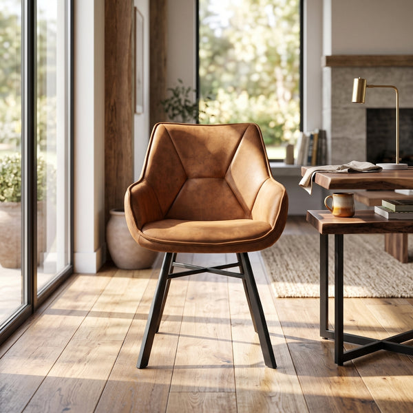Solido Dining Chair - Cognac Microfiber