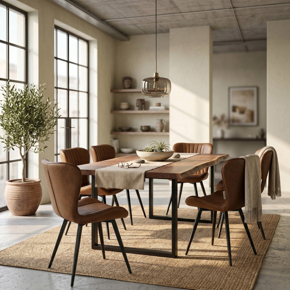 Star Dining Chair - Cognac Faux Leather