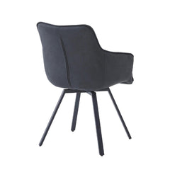 Taha Sedia Da Pranzo - Microfibra Antracite - Girevole A 360°