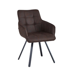 Taha Eetkamerstoel - Bruin Microfiber - Draaibaar - 180°