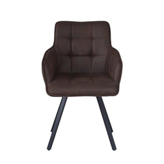 Taha Eetkamerstoel - Bruin Microfiber - Draaibaar - 180°