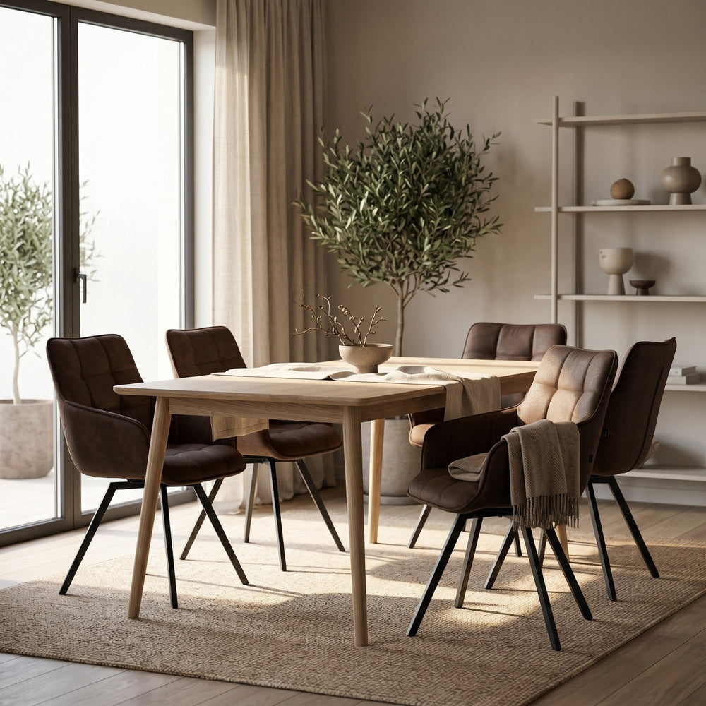 Taha Sedia da pranzo - Microfibra Marrone - Girevole 180°