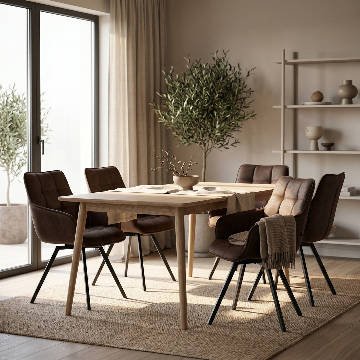 Taha Sedia da pranzo - Microfibra Marrone - Girevole 180°