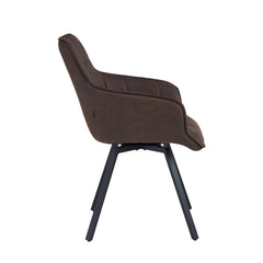 Taha Eetkamerstoel - Bruin Microfiber - Draaibaar - 180°