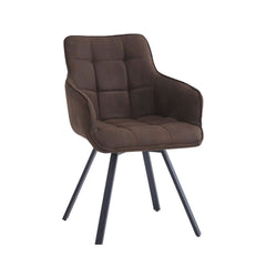 Taha Eetkamerstoel - Bruin Microfiber - Draaibaar - 180°