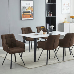 Taha Eetkamerstoel - Bruin Microfiber - Draaibaar - 180°