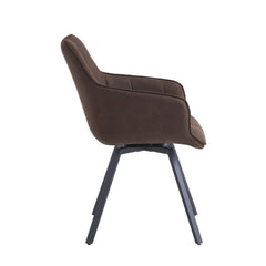 Taha Eetkamerstoel - Bruin Microfiber - Draaibaar - 180°