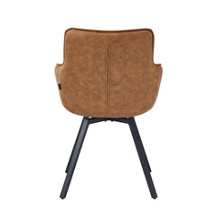 Taha Eetkamerstoel - Cognac Microfiber - Draaibaar - 180°