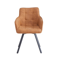 Taha Sedia Da Pranzo - Microfibra Cognac - Girevole - 360°