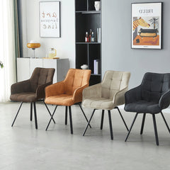 Taha Sedia Da Pranzo - Microfibra Cognac - Girevole - 360°