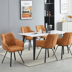 Taha Sedia Da Pranzo - Microfibra Cognac - Girevole - 360°