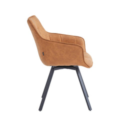 Taha Sedia Da Pranzo - Microfibra Cognac - Girevole - 360°