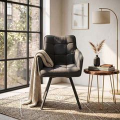 Chaise de salle à manger Taha – Microfibre anthracite – Pivotante – 360°