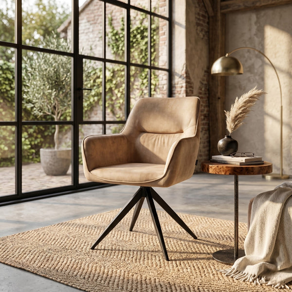 Tess Eetkamerstoel - Beige Adore Velvet
