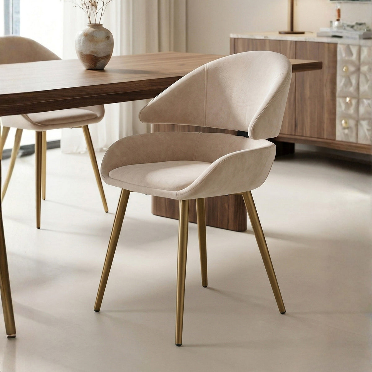Torino Eetkamerstoel - Beige Velvet