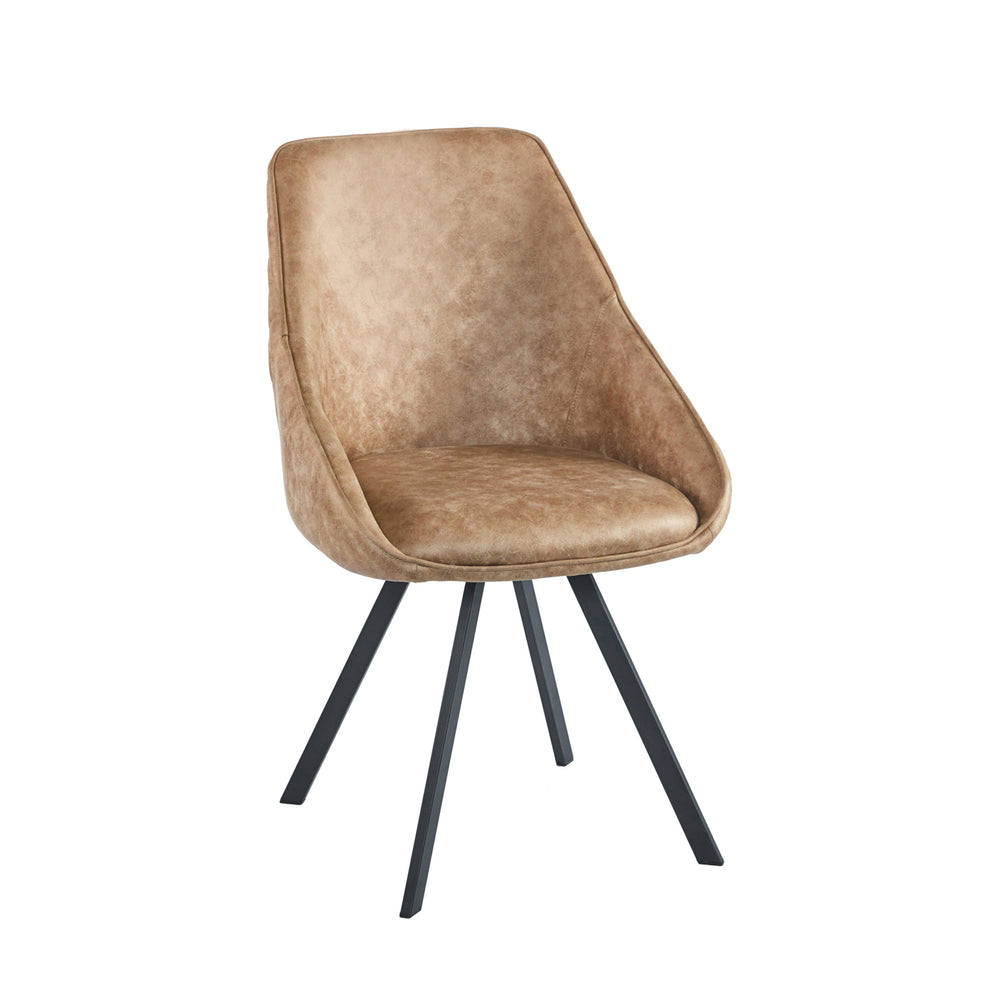 Twisty Eetkamerstoel - Beige Microvezel - Draaibaar 180°