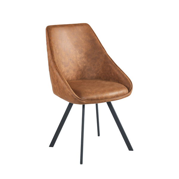 Twisty Dining Chair – Cognac Microfiber – Swivel – 180°