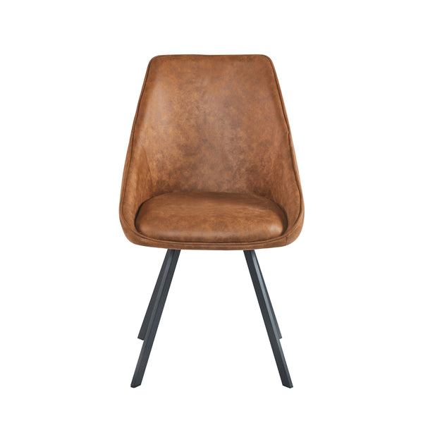 Twisty Dining Chair – Cognac Microfiber – Swivel – 180°