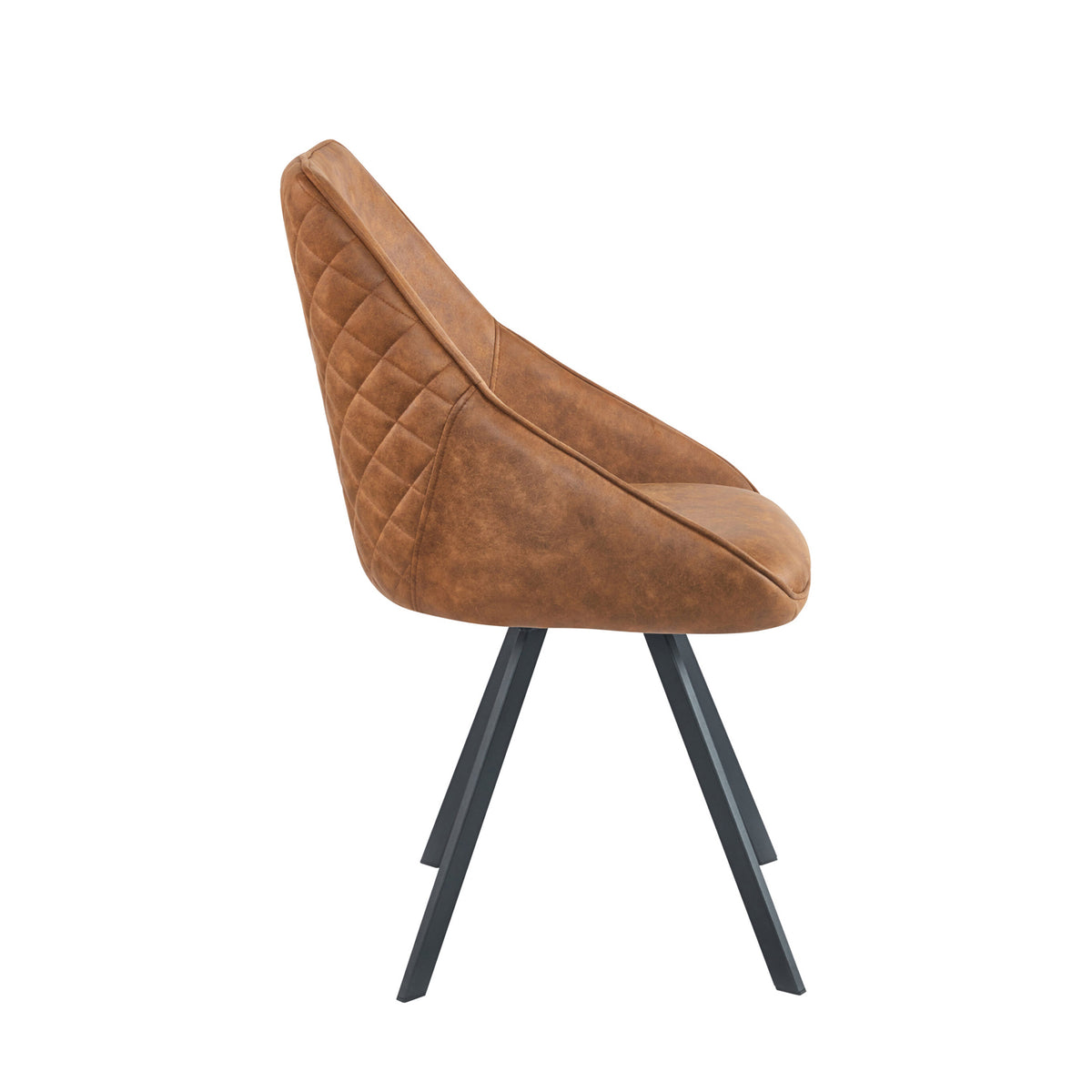 Twisty Eetkamerstoel - Cognac Microvezel - Draaibaar 180°