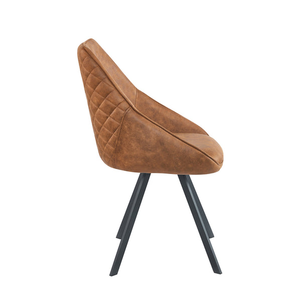 Twisty Eetkamerstoel - Cognac Microvezel - Draaibaar 180°