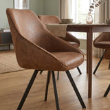 Twisty Eetkamerstoel - Cognac Microvezel - Draaibaar 180°