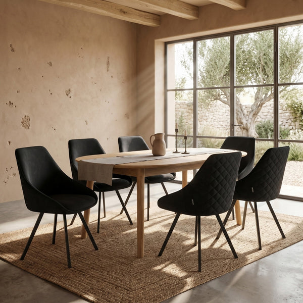 Twisty Sedia Da Pranzo - Velluto Nero - Girevole - 180°