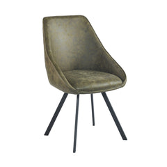 Twisty Sedia Da Pranzo - Microfibra Verde - Girevole - 180°