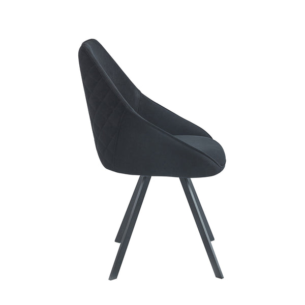 Chaise de salle à manger Twisty – Velours noir – Pivotante – 180°