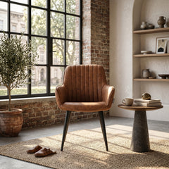 Veli Eetkamerstoel - Cognac Microfiber