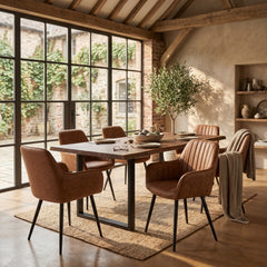 Veli Eetkamerstoel - Cognac Microfiber