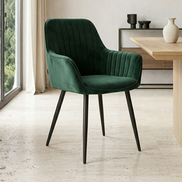 Chaise de salle à manger Veli - Velours vert