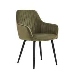 Chaise de salle à manger Veli - Velours Vert olive