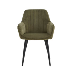 Chaise de salle à manger Veli - Velours Vert olive