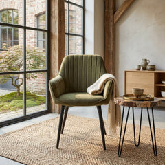 Veli Dining Chair - Olive Green Velvet