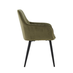 Chaise de salle à manger Veli - Velours Vert olive