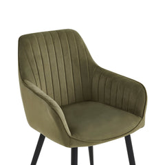 Chaise de salle à manger Veli - Velours Vert olive