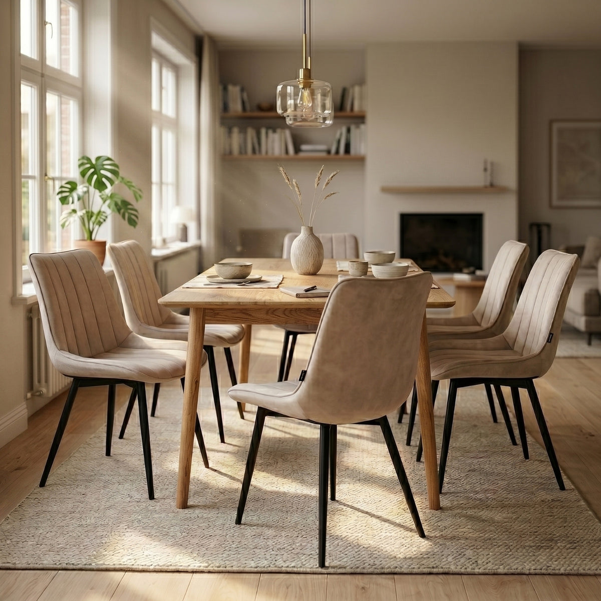 Verta Eetkamerstoel - Beige Adore Velvet