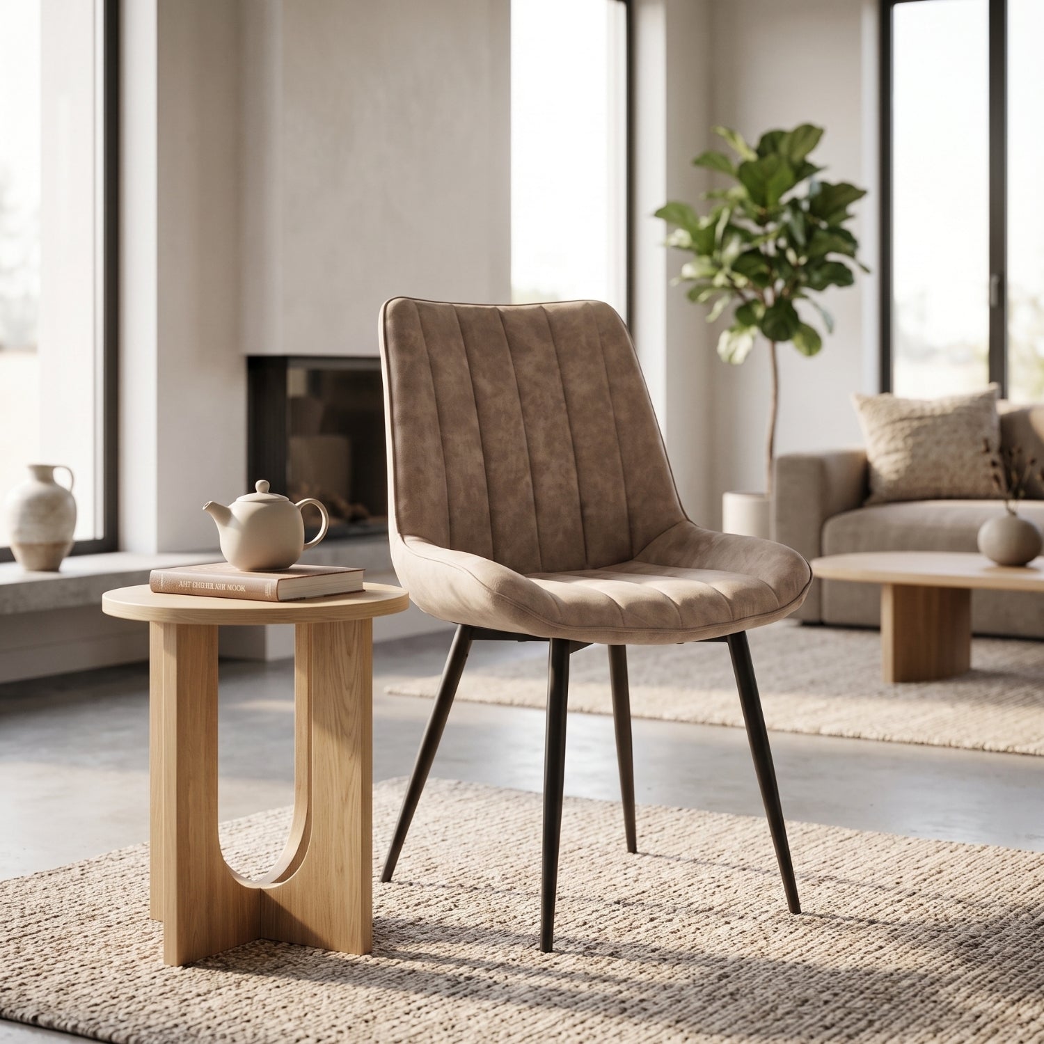 Verta Eetkamerstoel - Beige Microvezel