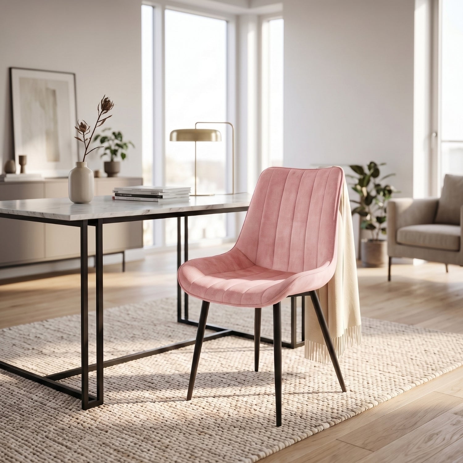 Verta Eetkamerstoel - Roze Adore Velvet