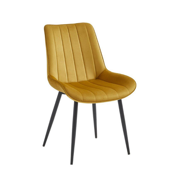 Chaise de salle à manger Verta - Velours jaune ocre