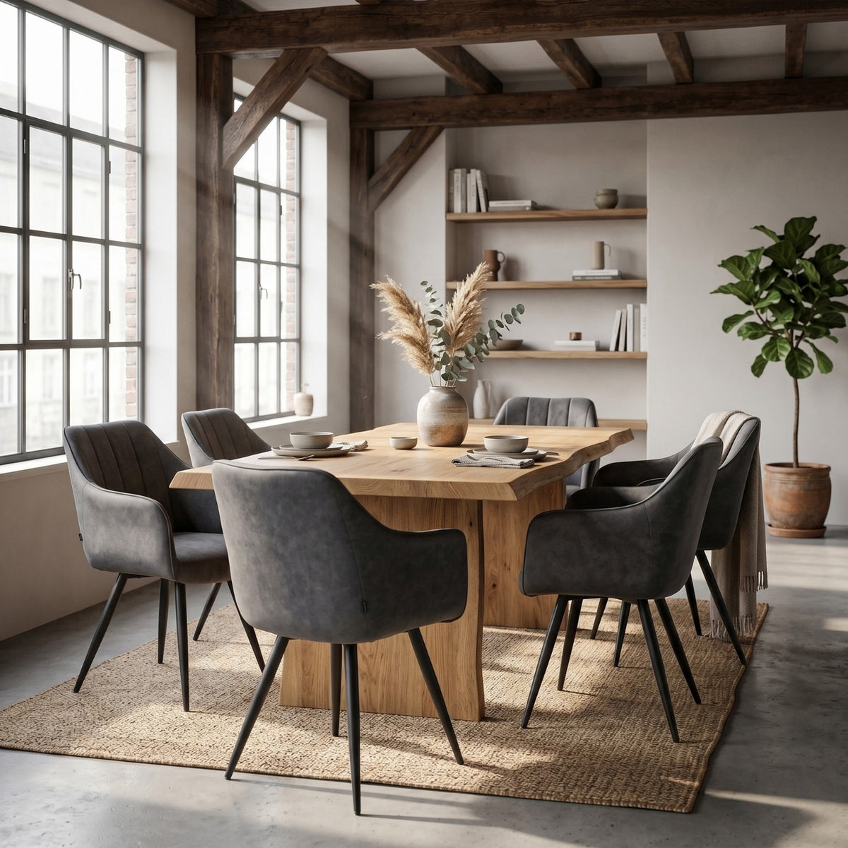 Chaise de salle à manger Verto - Microfibre anthracite