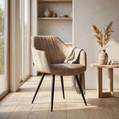 Verto Eetkamerstoel - Beige Microfiber