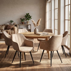 Verto Eetkamerstoel - Beige Microfiber
